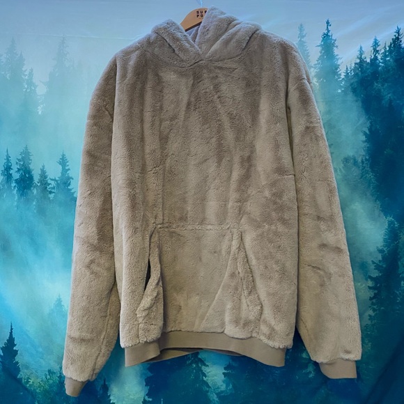 faux fur hoodie mens